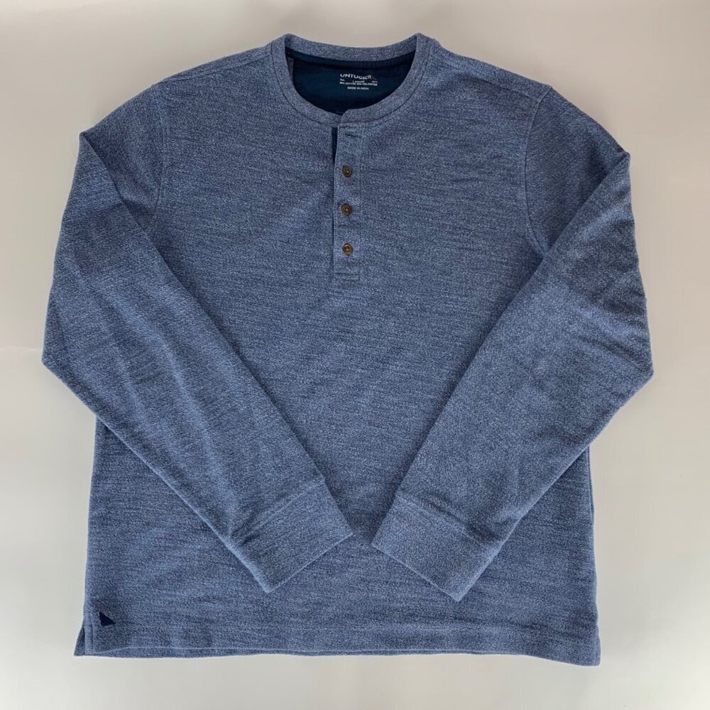 UntuckIt Uray Blue Henley Sweater Mens Large
